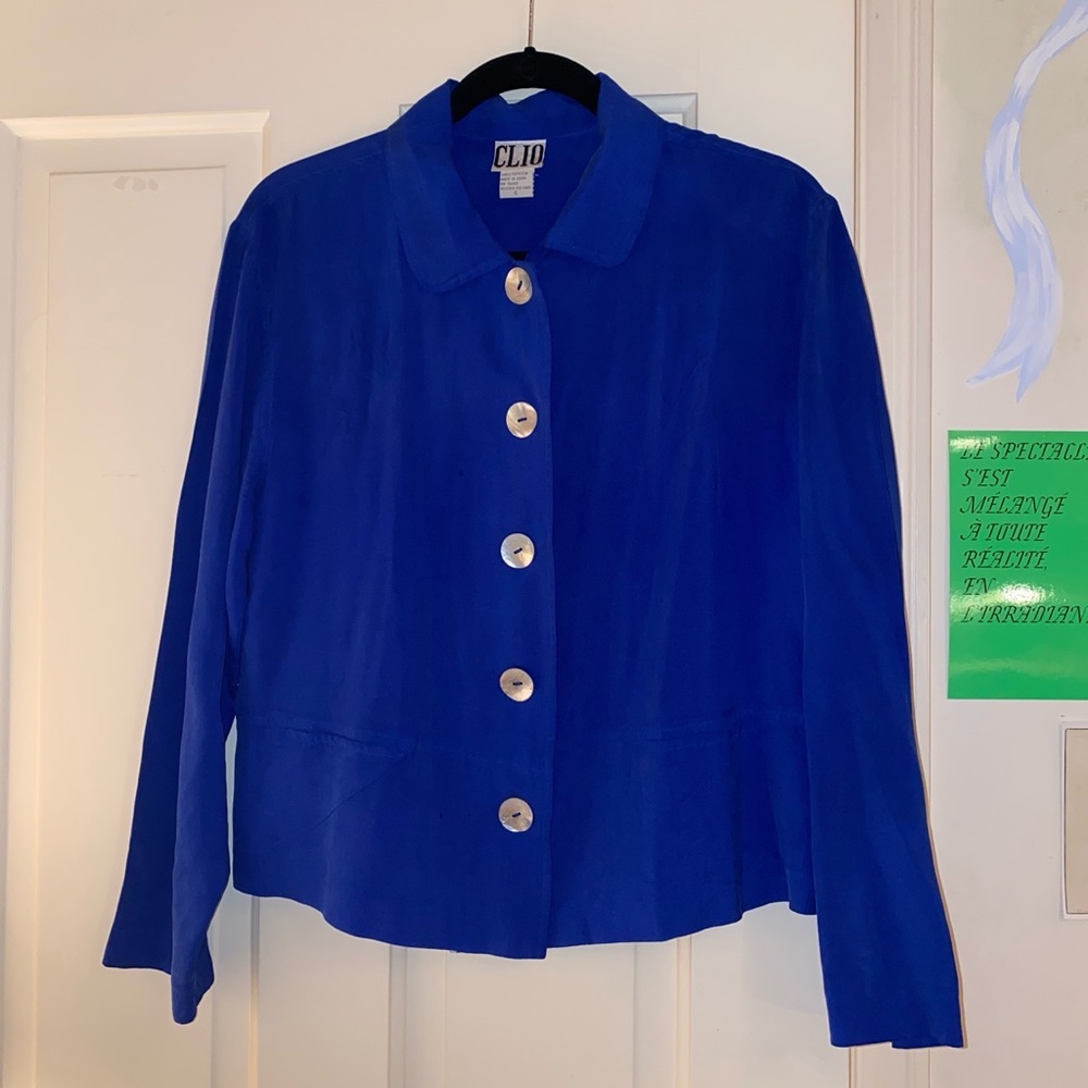 Electric blue 100% silk jacket